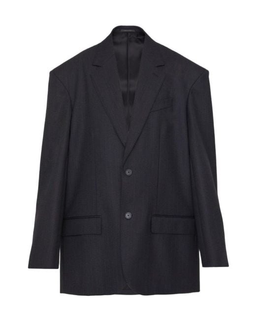 Balenciaga Blue Single-Breasted Suit Jacket