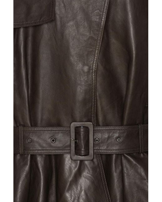ROTATE BIRGER CHRISTENSEN Brown Belted Peplum Biker Jacket
