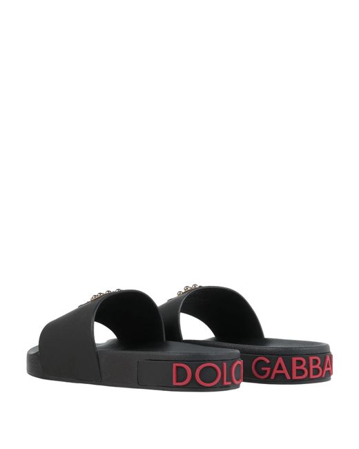 Dolce & Gabbana Black Minimalist Round Toe Slippers
