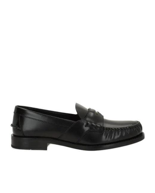 Prada Black Triangle-Logo Loafers