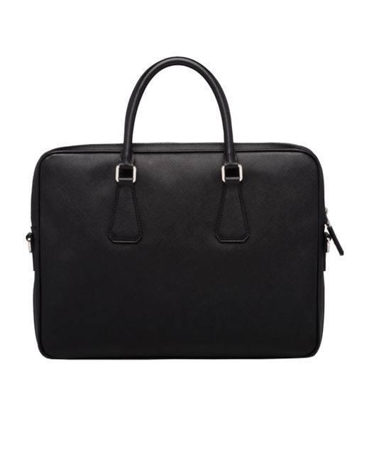 Prada Black Triangle Logo Briefcase for men