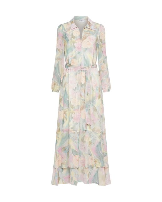 Marella White Long Printed Georgette Dress
