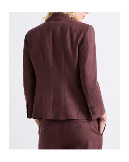 Marella Purple Single-Breasted Linen Blazer