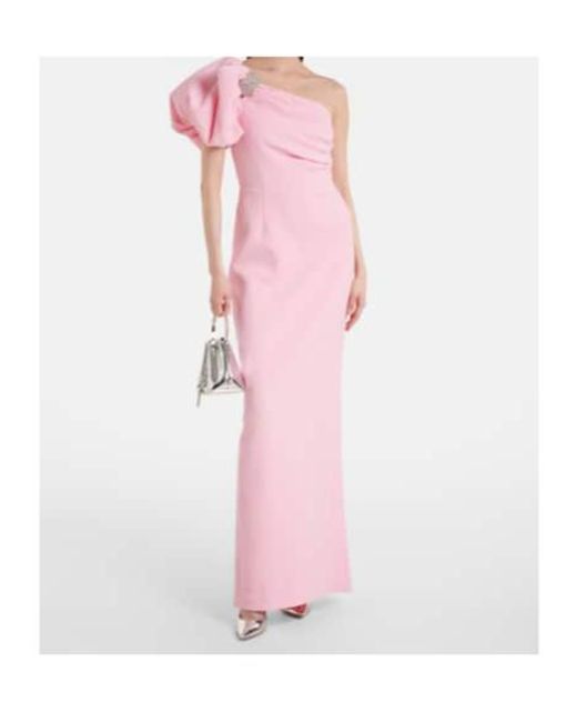 Rebecca Vallance Pink Isabella Asymmetric Crepe Gown