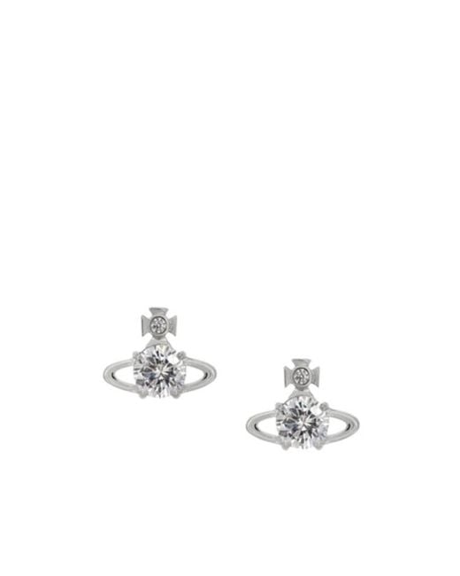 Vivienne Westwood White Orb Crystal Stud Earrings