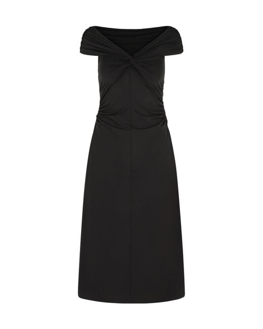 MICHAEL Michael Kors Black Stretch Off-The-Shoulder Midi Dress