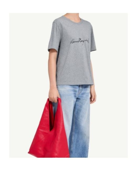 MM6 by Maison Margiela Gray Logo Print T-Shirt
