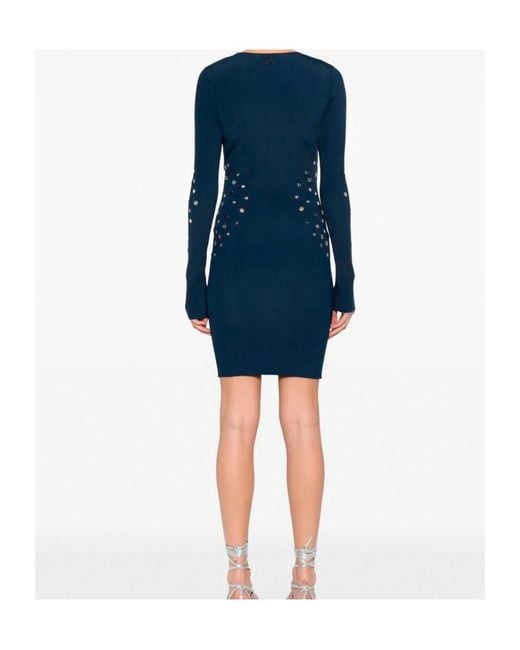 Patrizia Pepe Blue Studded Knitted Dress