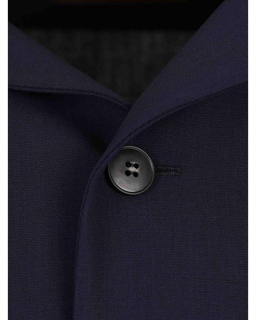 Canali Blue Long Sleeved Buttoned Shirt Jacket for men