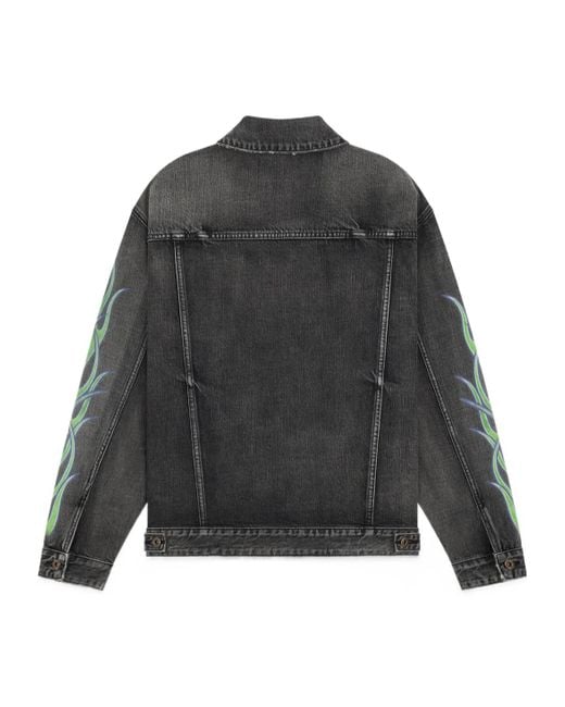 we11done Gray Flame Micro-Label Denim Jacket for men