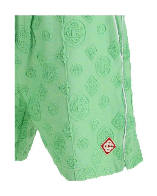 Casablanca Green Monogram Jacquard Drawstring Shorts for men