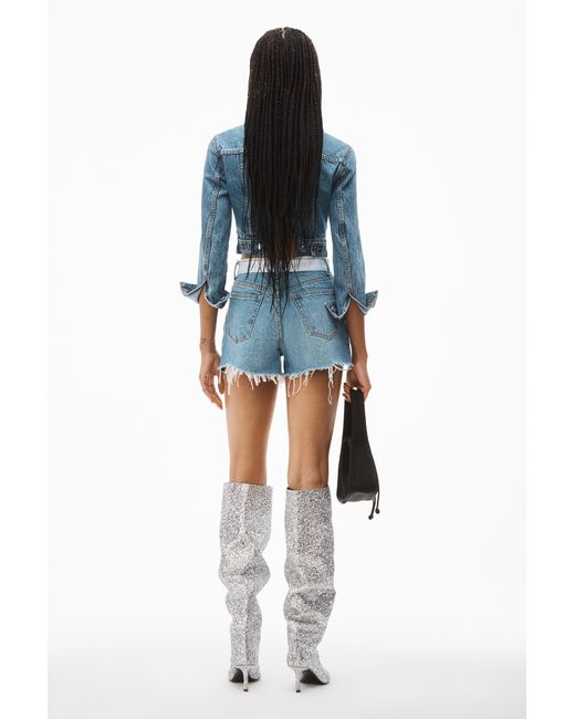 Alexander Wang Blue Logo-Waistband Denim Shorts