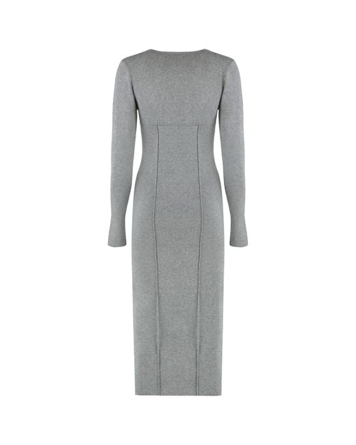 Calvin Klein Gray Fitted Midi Dress