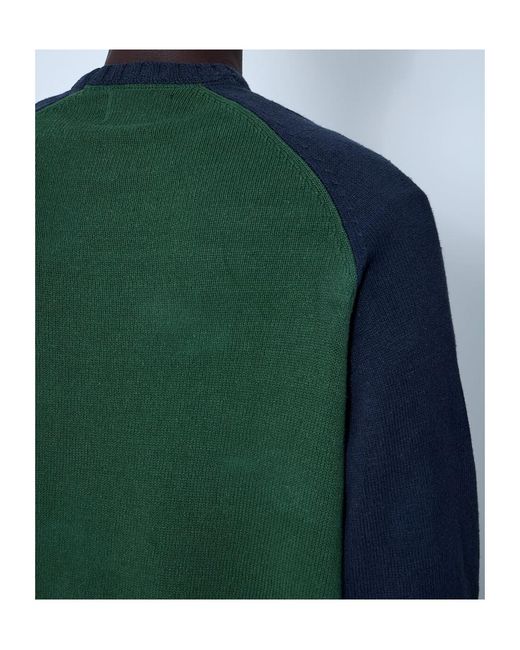 Stussy Green Stüssy Colorblock Raglan-Sleeve Crewneck Jumper for men