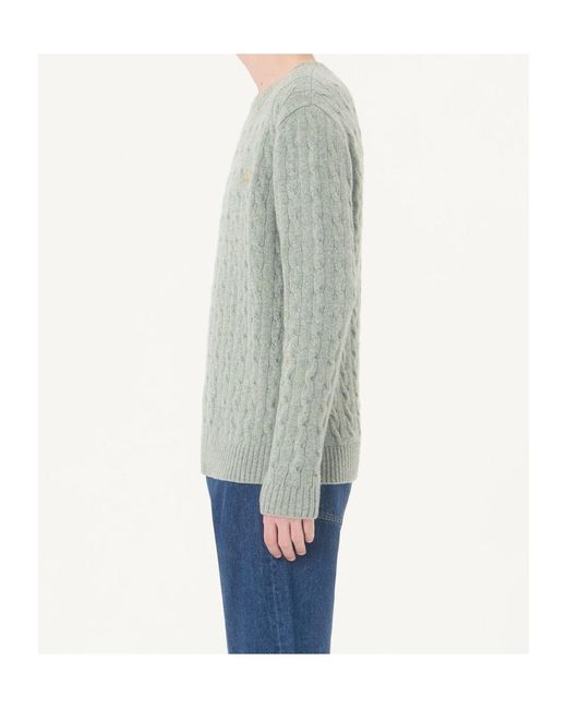 Valentino Green Cable-Knit Wool Sweater With Vlogo for men