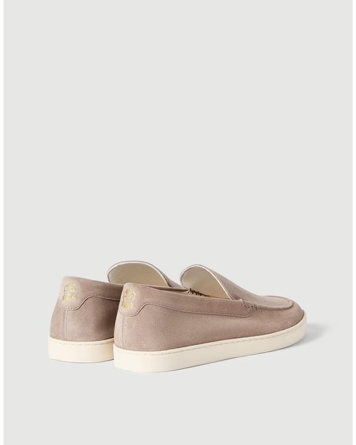 Brunello Cucinelli Multicolor Chevron-Effect Suede Loafer Sneakers for men