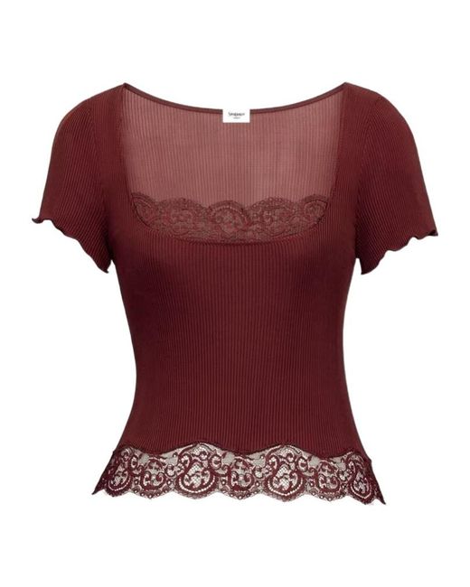Saint Laurent Red Short-Sleeved Top
