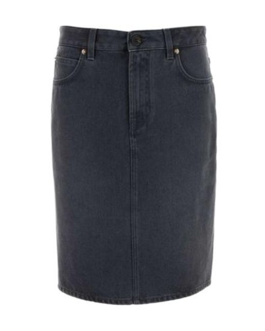Miu Miu Blue Logo-Appliqué Denim Mini Skirt