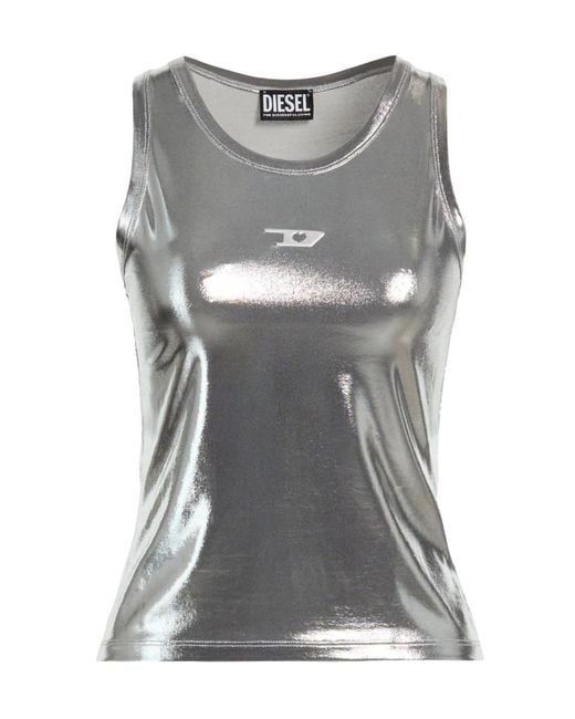 DIESEL Gray Solid Color Vests