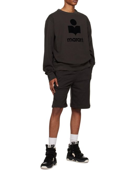 Isabel Marant Black Logo Embroidered Drawstring Shorts for men