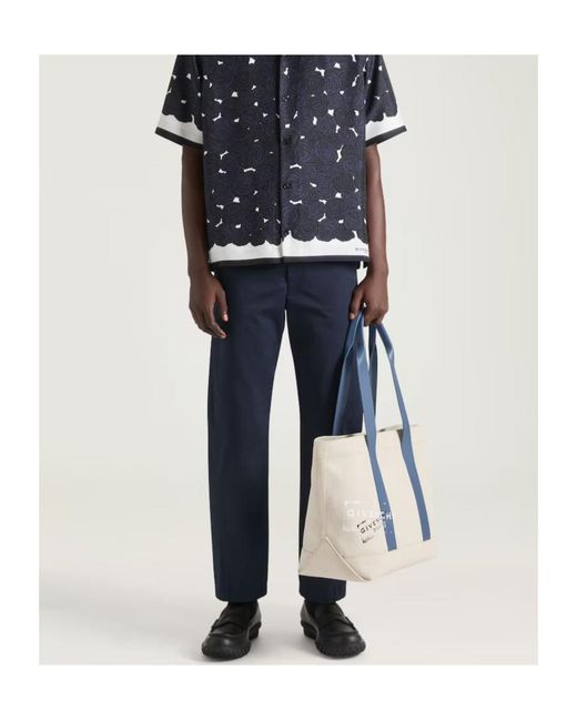 Givenchy Blue Logo Large Canvas Tote Bag for men