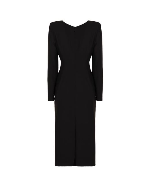 Emporio Armani Black V-Neck Knot Detailed Dress