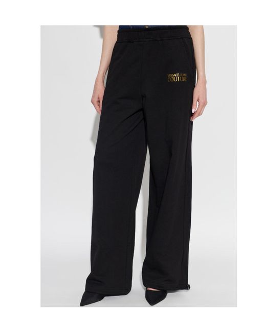 Versace Jeans Black Couture Logo Wide-Leg Joggers