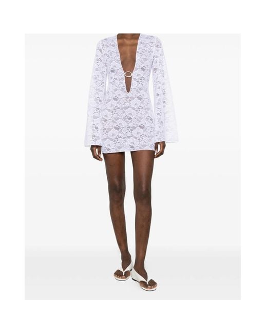 Oseree White Lace Beach Dress
