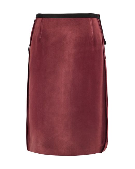 Maison Margiela Red Satin Midi Skirt
