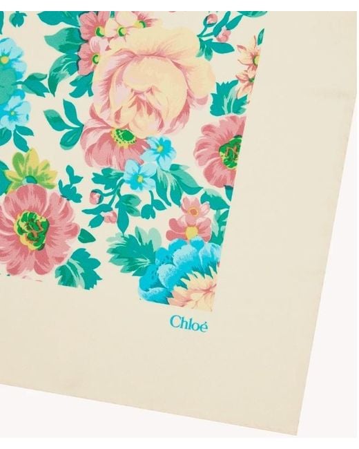 Chloé Blue Chloé The Chloé Peonies Square Scarf