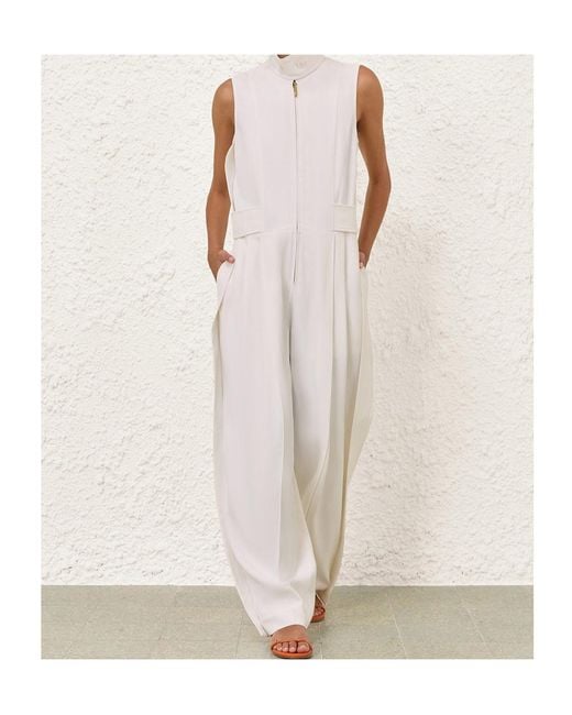 Zimmermann White Twill Luna Jumpsuit