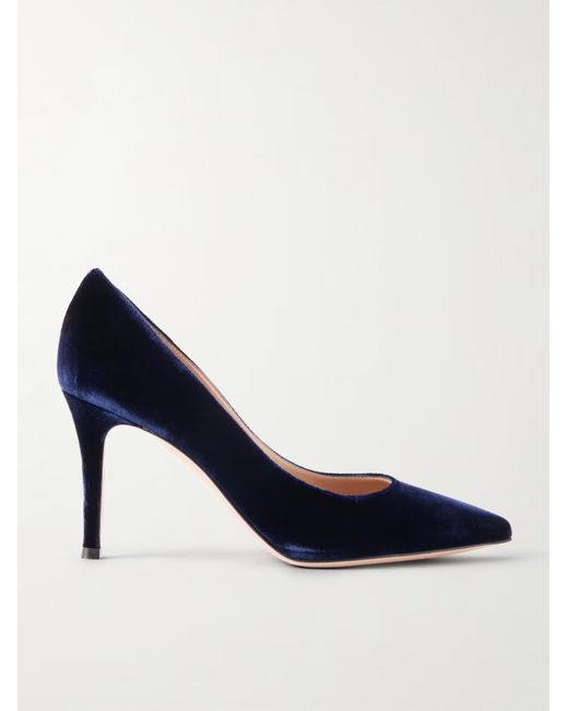 Gianvito Rossi Blue 85 Velvet Pumps