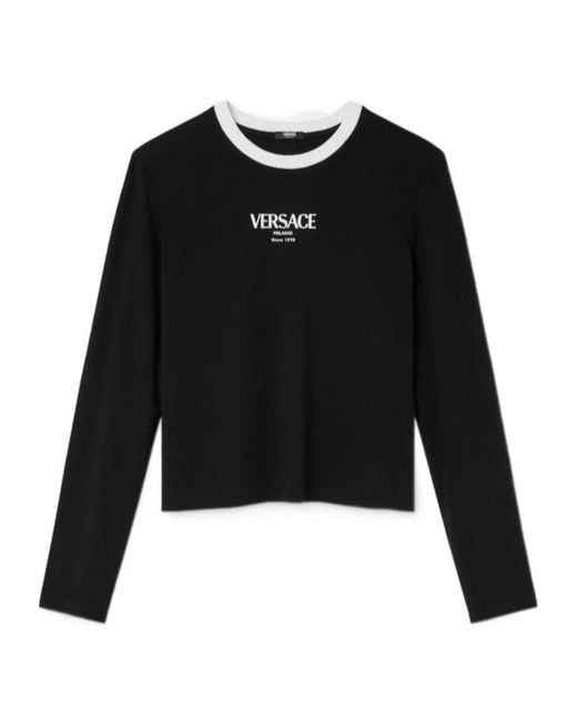 Versace Black Long Sleeved Crewneck Top