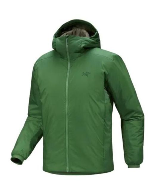 Arc'teryx Green Atom Heavyweight Solid Color Logo Logo Hooded Cotton Suit for men