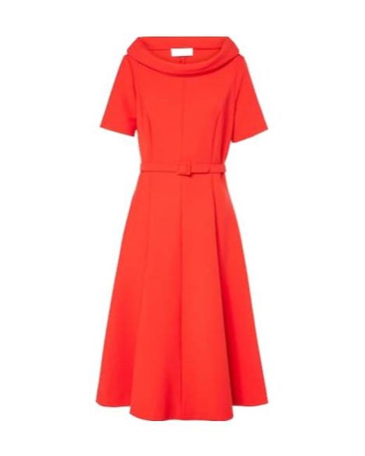 Oscar de la Renta Red Wool-Blend Midi Dress