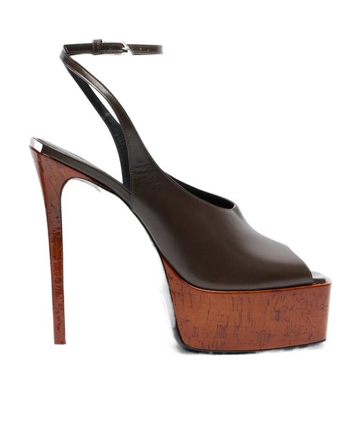 The Attico Metallic Ornella Leather Platform Slingback Sandals