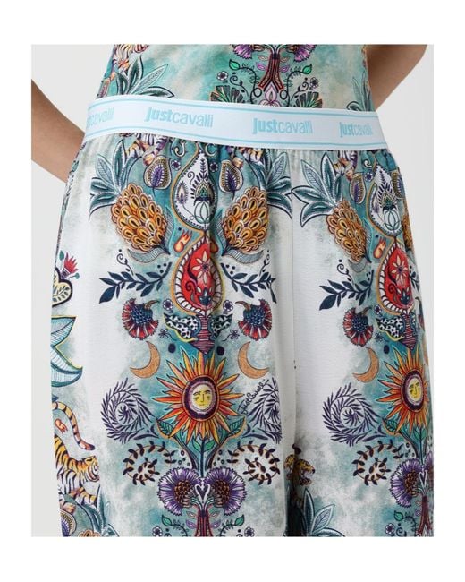 Just Cavalli Blue Printed Pants