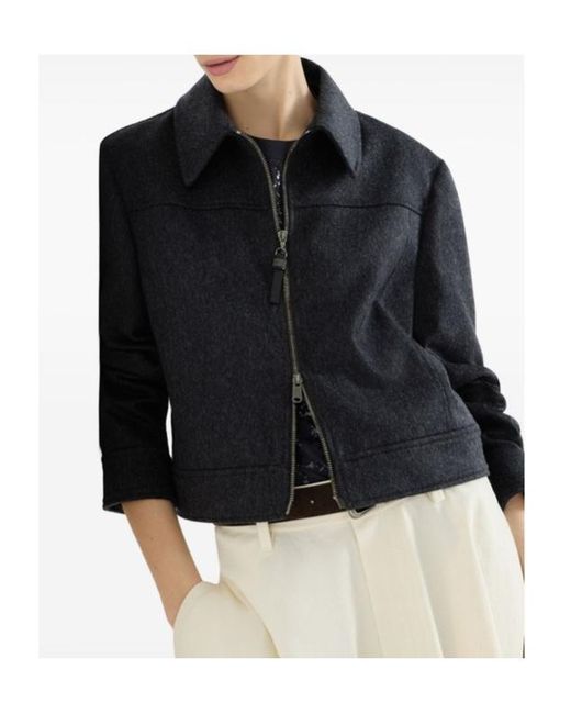 Brunello Cucinelli Black Collared Long-Sleeved Casual Jacket