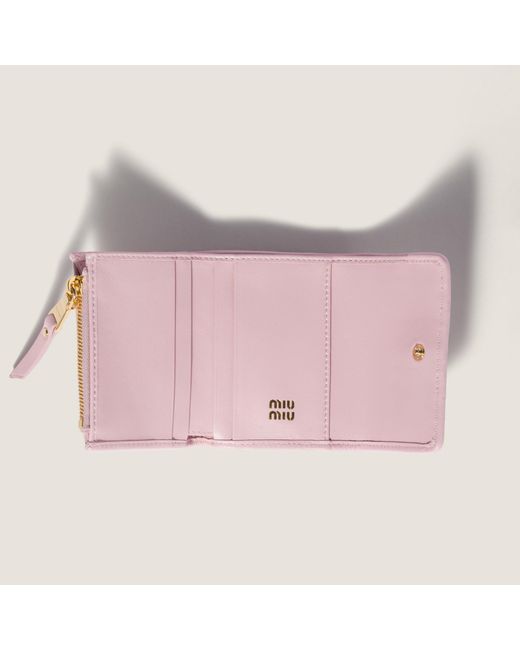 Miu Miu Pink Matelassé Nappa Leather Small Wallet