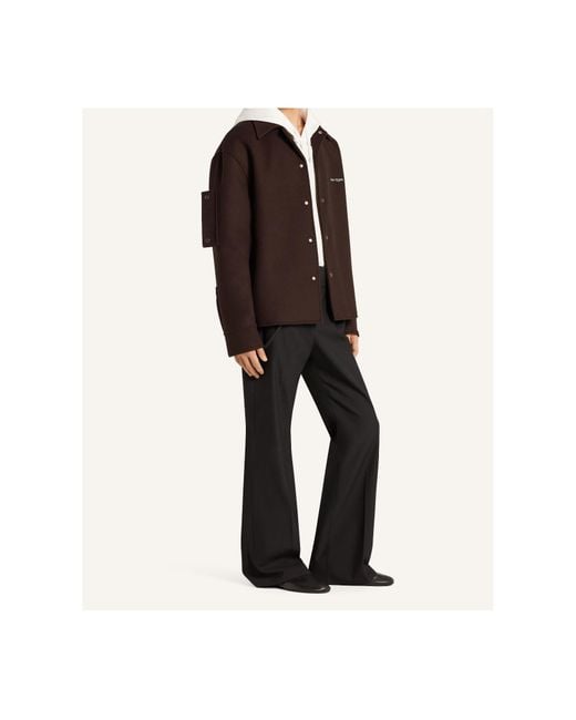 Courreges Brown Courrèges Logo Embroidered Shirt Jacket for men