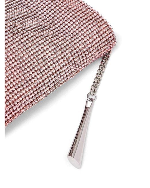 Benedetta Bruzziches Purple Rhinestone-Embellished Mesh Clutch Bag