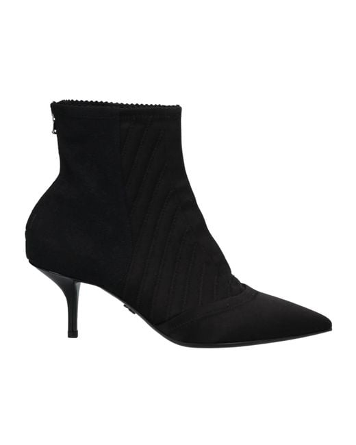 Dolce & Gabbana Black Solid Color Pointed-Toe Ankle Boots