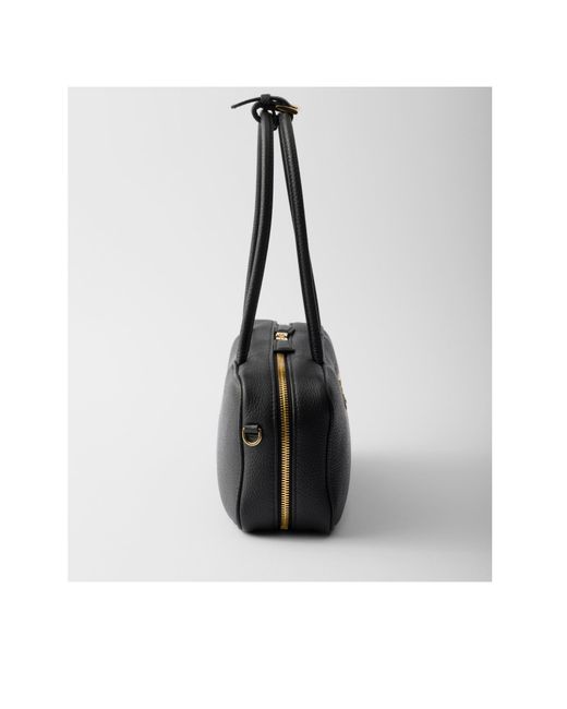 Prada Black Triangle-Logo Zipped Shoulder Bag