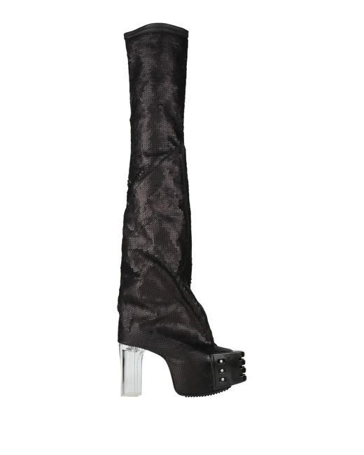 Rick Owens Black Square Toe Over-The-Knee Boots