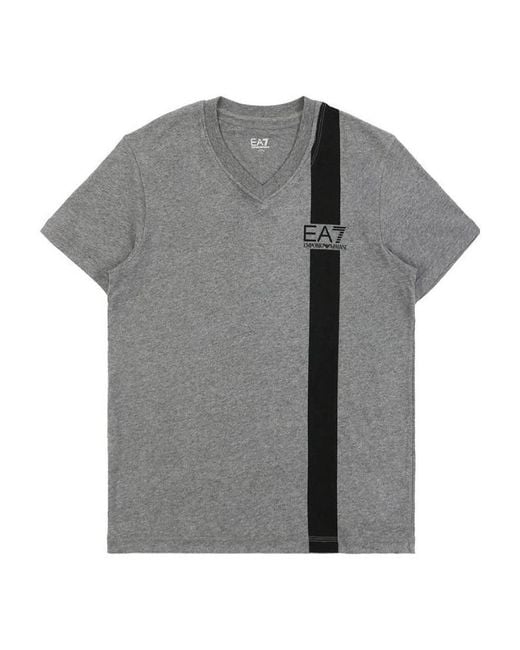 Emporio Armani Gray V-Collar Short-Sleeved T-Shirt for men