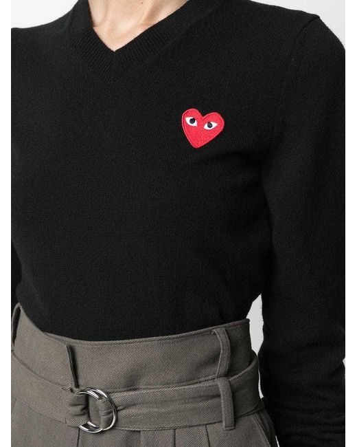 COMME DES GARÇONS PLAY Black Motif V-Neck Jumper