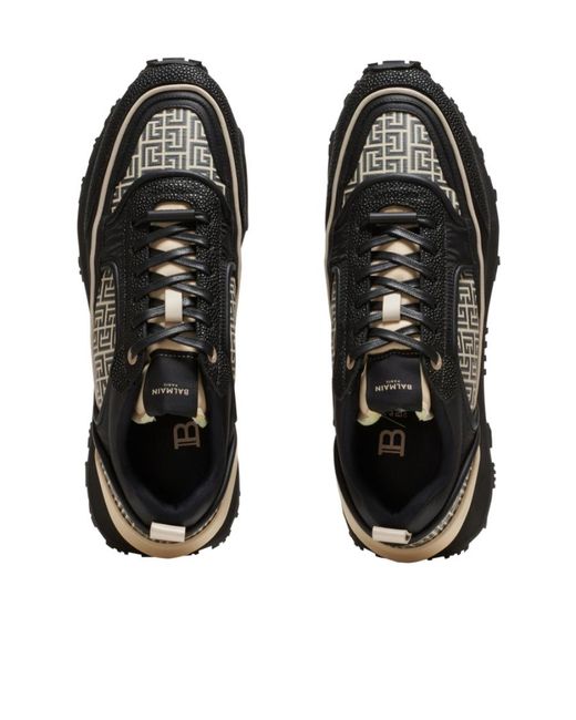 スニーカー Balmain RACER MONOGRAMMED NYLON AND LEATHER Sneakers Balmain Racer Monogrammed Nylon And Leather Trainers in