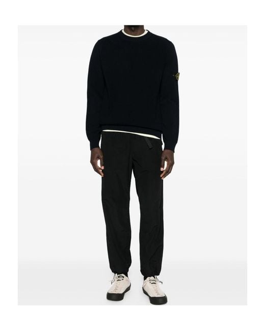 Stone Island Black Logo Patch Crewneck Jumper for men