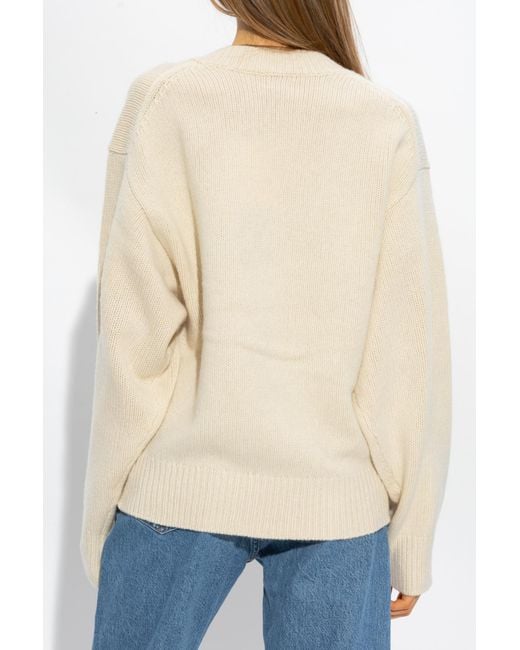 Totême  Natural Dropped-Shoulder V-Neck Jumper