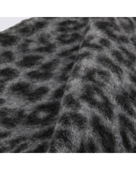 Anine Bing White Leopard Printed Knitted Scarf